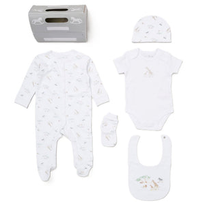 Safari Print Baby Clothing Set with Bib, Hat and Mittens
