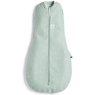 Sage-green 'cocoon swaddle' baby sleeping bag.