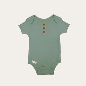 Sage green ribbed baby boy bodysuit.