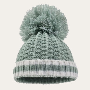 Cosy Sage Green Ribbed Pom Pom Hat Baby Hat.