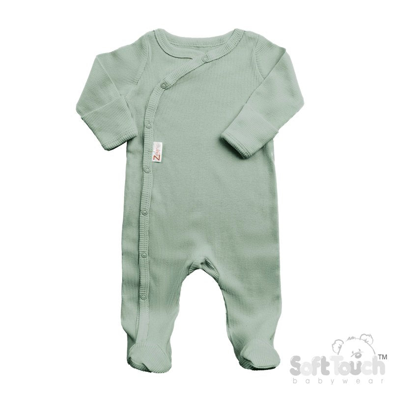 Pale green button-up sleepsuit 