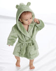 Personalisable Dressing Gown with Cute Ears - Light Sage