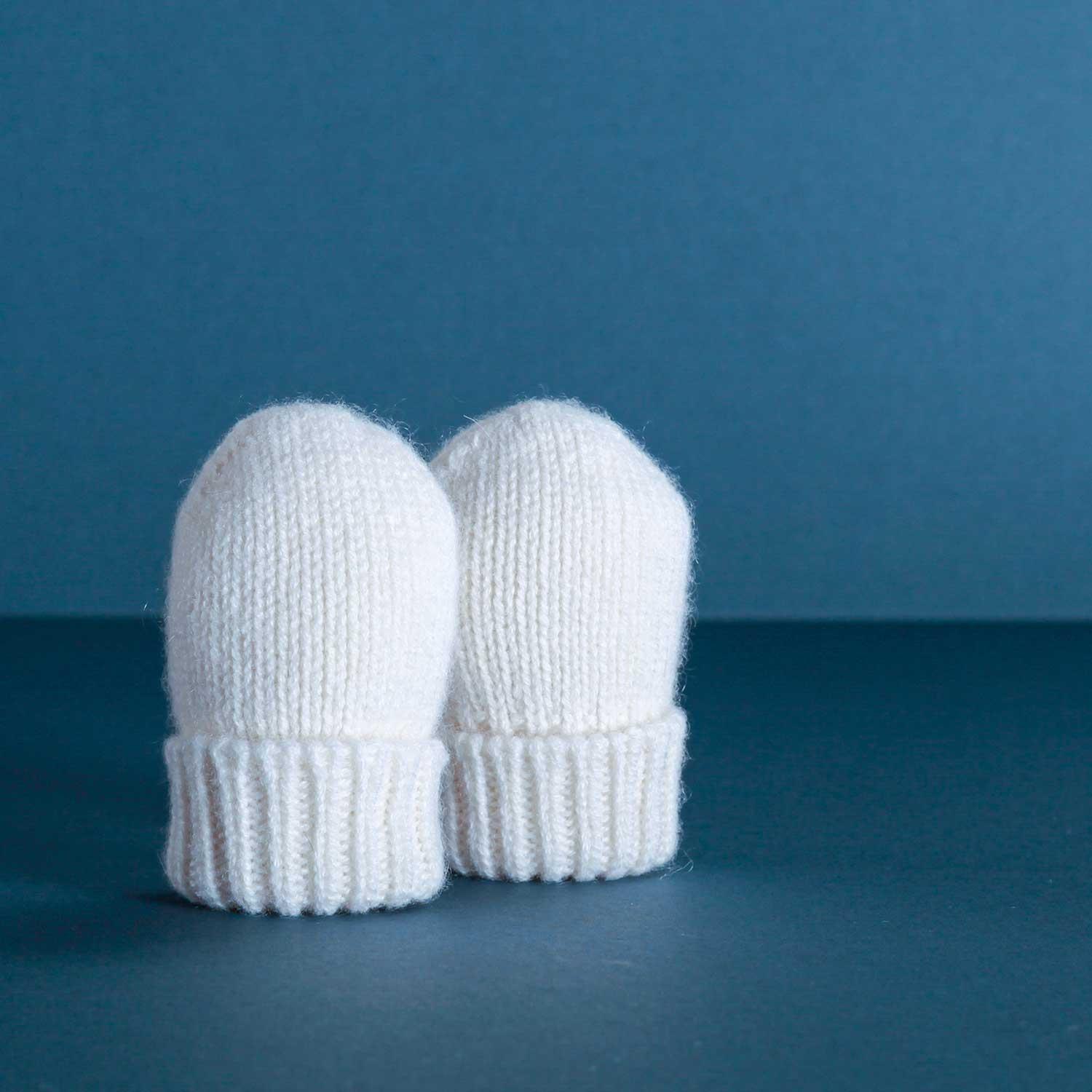 Scottish White Cashmere Baby Mittens – soft and luxury