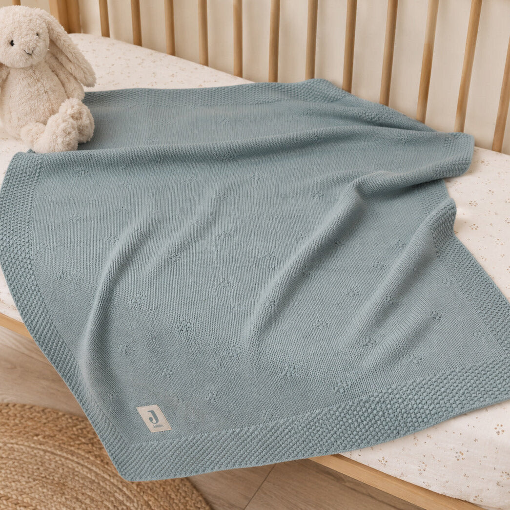 Sea green cosy knit baby blanket