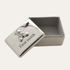 Silver Plated Teddy First Tooth Keepsake Silver Gifts.