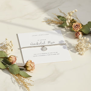 Silver Wonderful Mum Bracelet on Joma Jewellery presentation card

