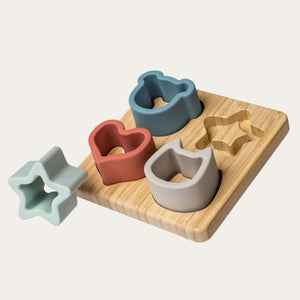 Silicone Bamboo Shape Sorter by Mary Meyer Toddler Toys. Sensory and early Learning Toy. 