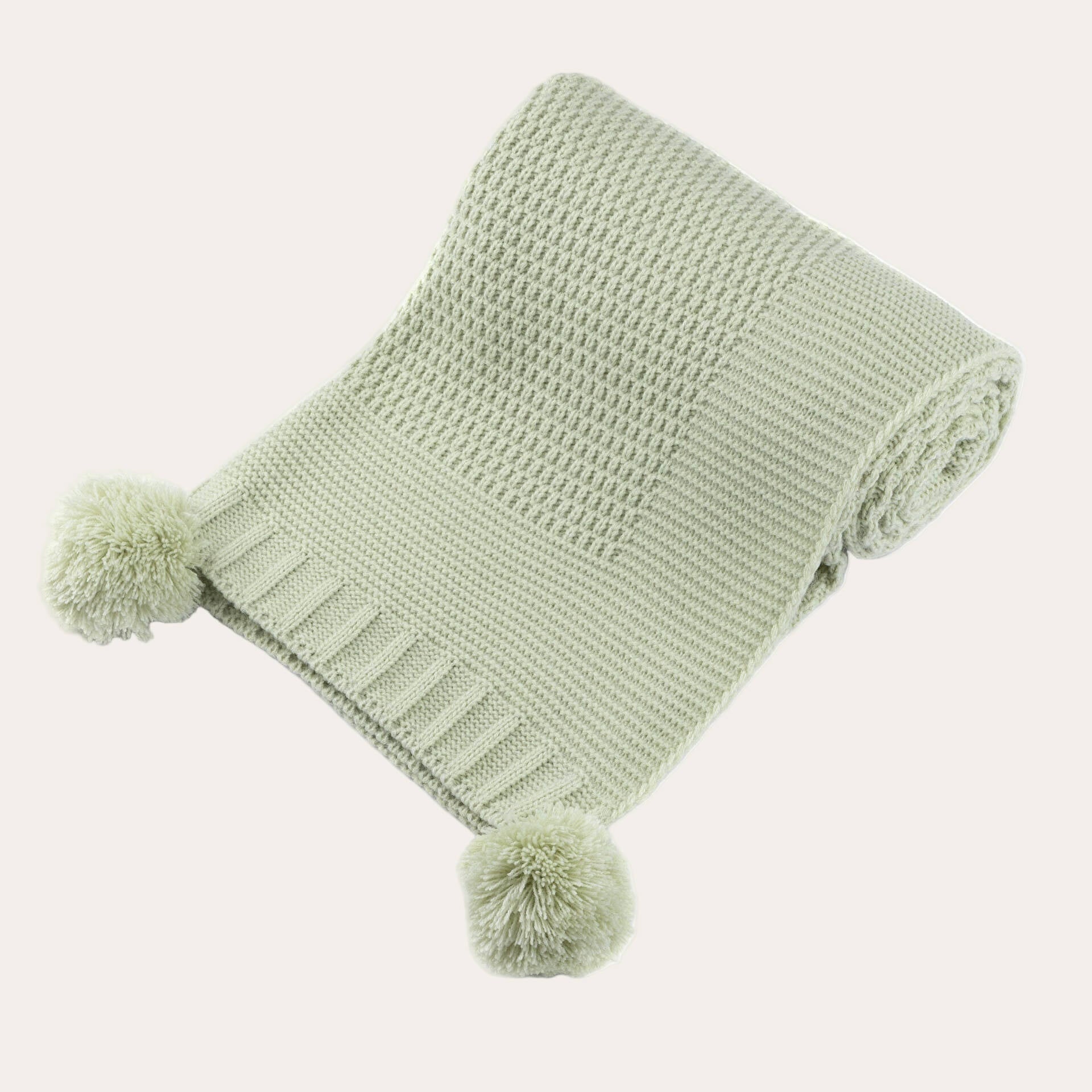Soft ribbed knit baby blanket in pale green