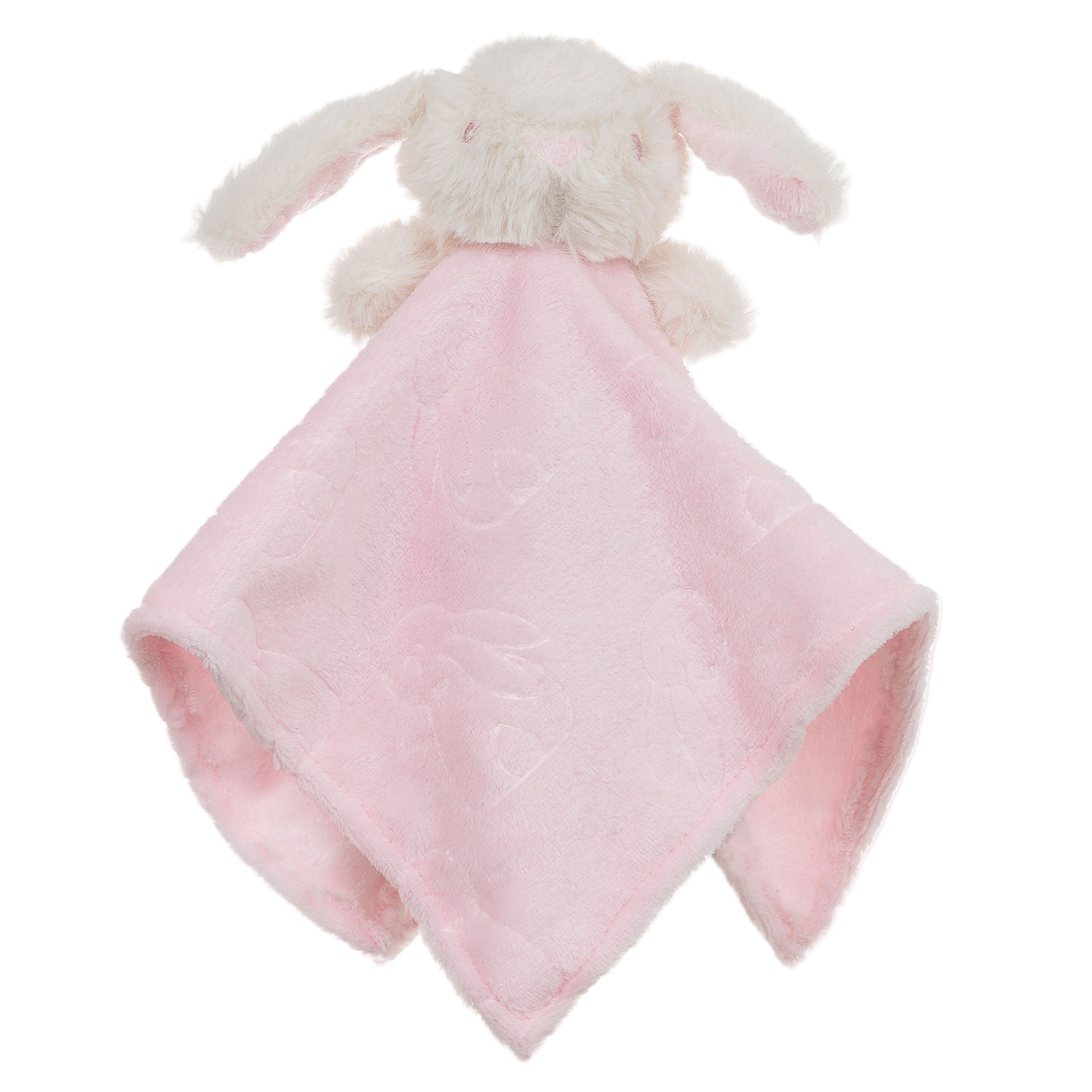 Plush pink bunny comfort toy for newborn girls