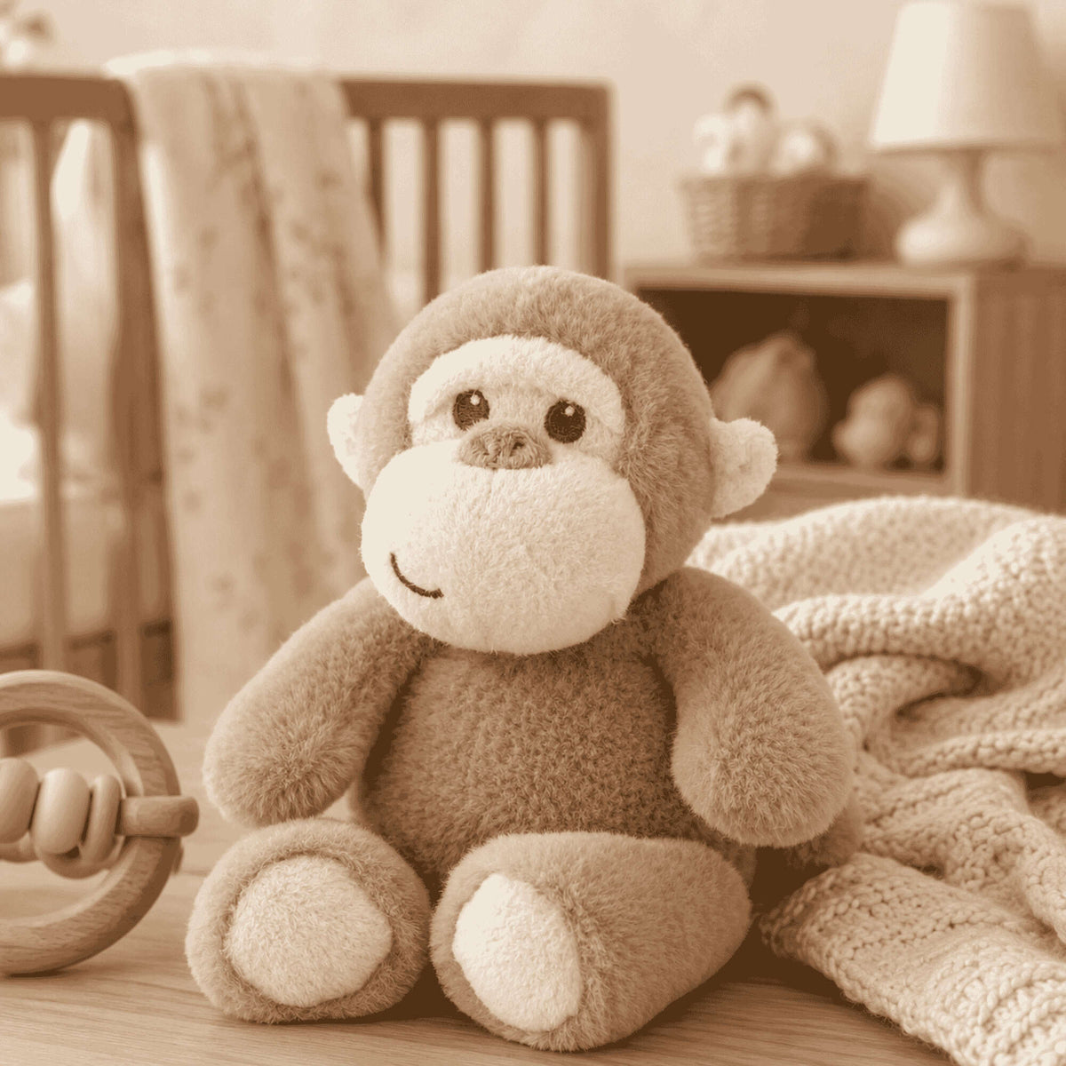 Soft brown eco friendly baby toy 'Marcel Monkey' 14cm. Keel Toys. 