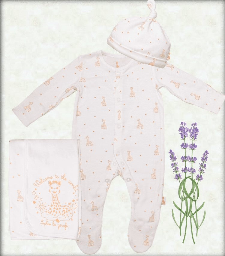 Sophie La Girafe Baby Sleepsuit, Hat & Blanket Set