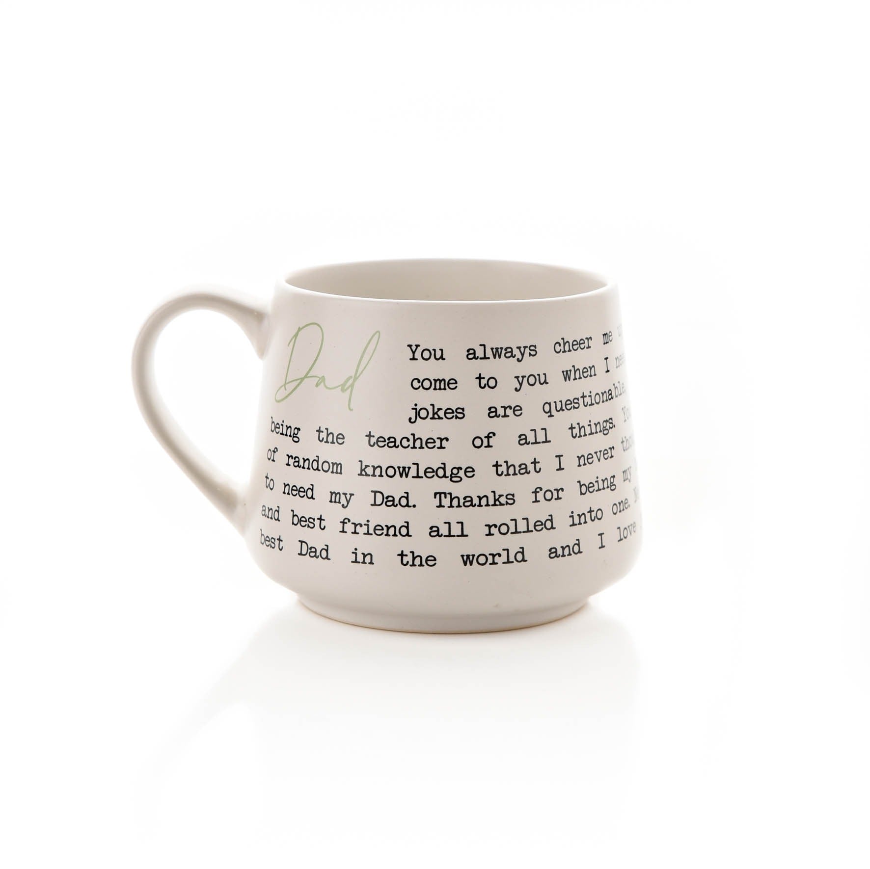 Cream stoneware mug with printed sentimental message for Dad