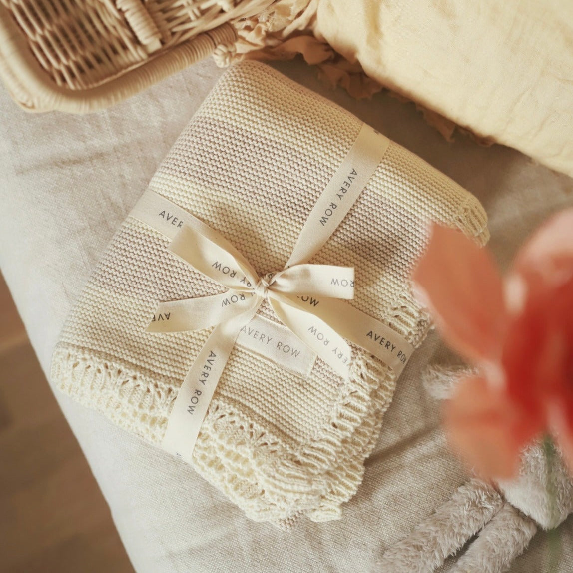 Organic Knit Blanket 'Oat Melange' Baby Blanket.