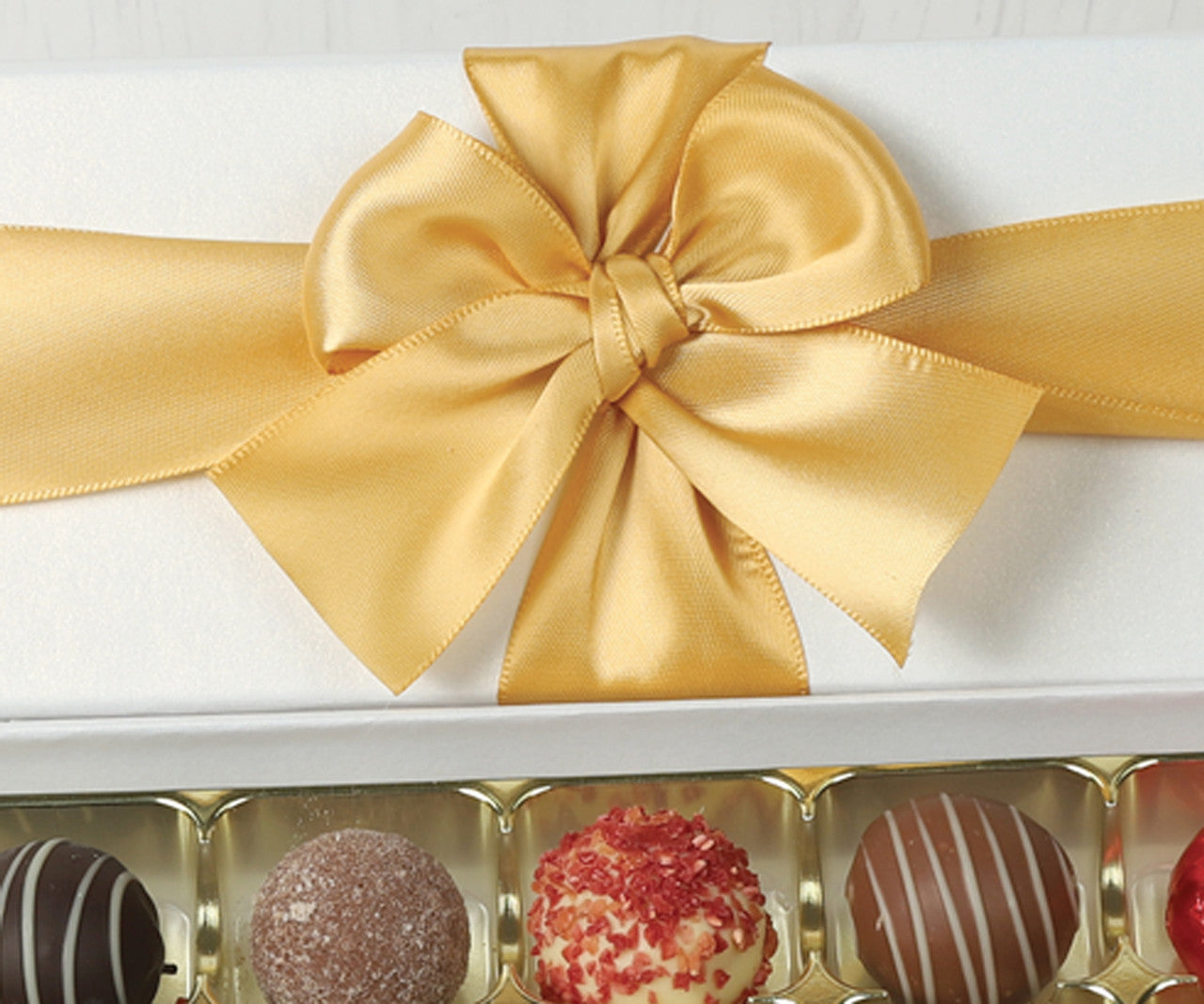 Assorted Swiss Chocolate Truffles with Gold Ribbon