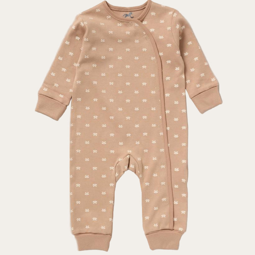 Taupe sleepsuit with front poppers for newborn