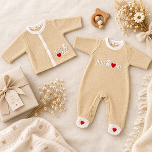 Taupe Hug Me baby boys two piece outfit set