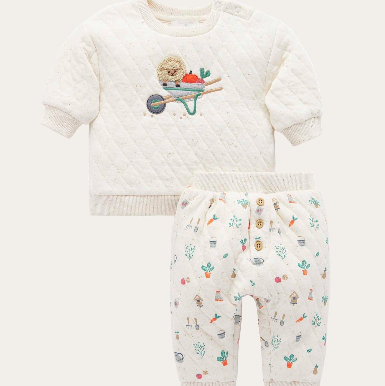 Baby clothing set with garden print joggers