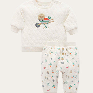 Baby clothing set with garden print joggers