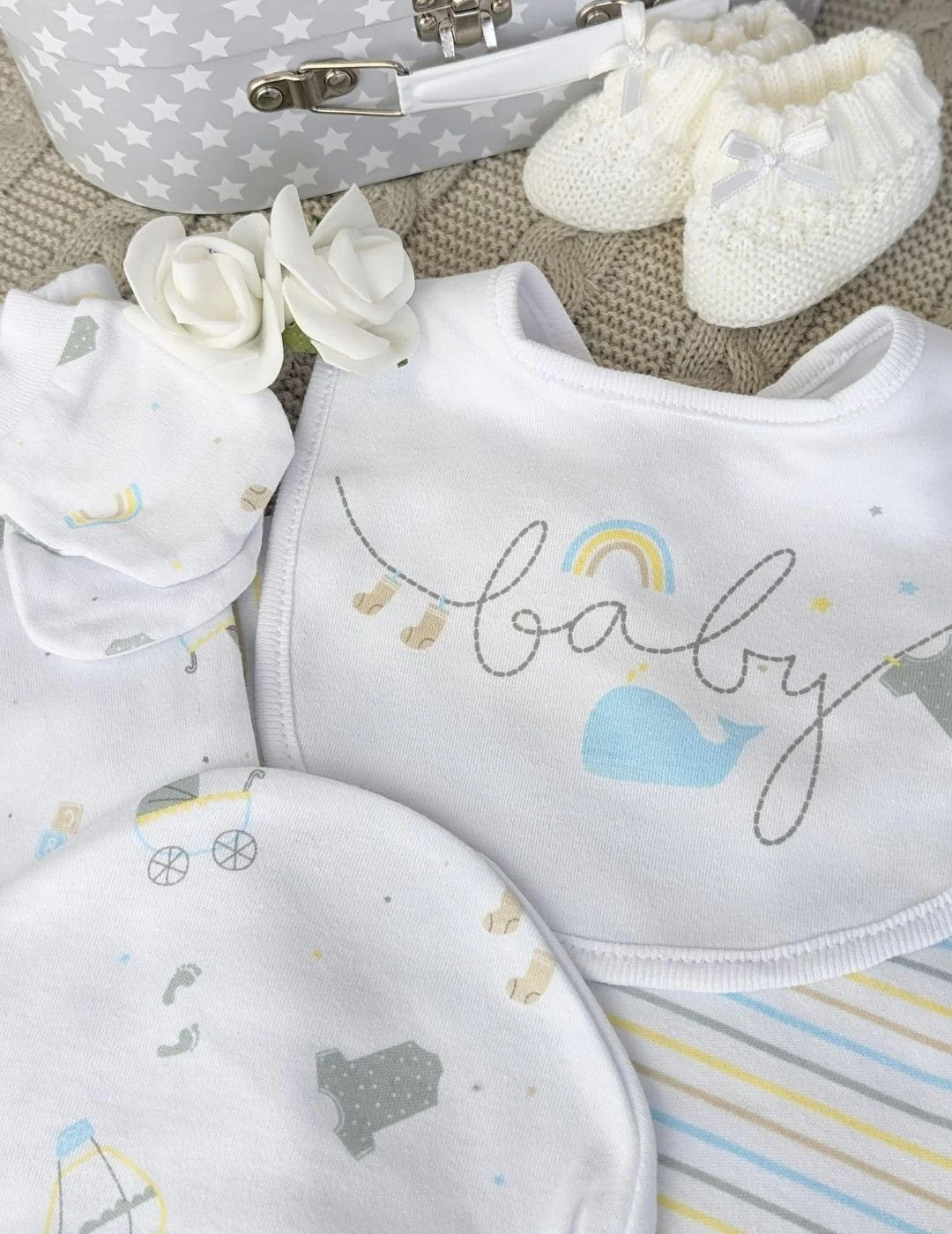 Unisex Baby Clothing Set Rainbow &amp; Whale with Memory Book