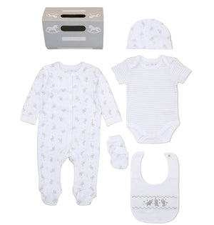 Unisex white sleepsuit with elephant print