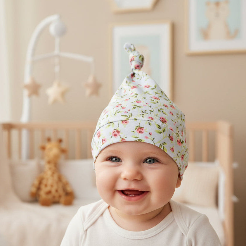 Vintage Rose Baby Hat Soft & Stylish Accessory 0-6 Months Baby Hat.