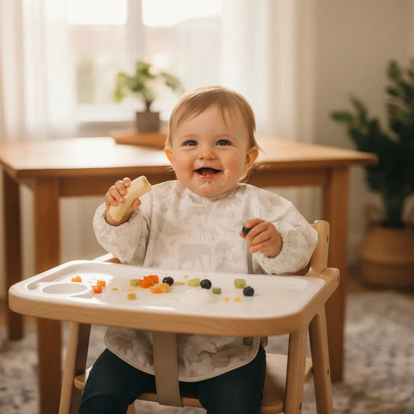Waterproof Bib with Sleeves - Animals Nougat Bandana Bib.