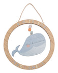 This Whale plaque features a beautiful blue whale with string hanger, and the inspirational message ‘Big Things Start Small’ stands out in a clean white font against the wooden background. 