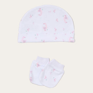 Baby Girl Clothing Set with Bib, Hat and Mittens – Goose Theme