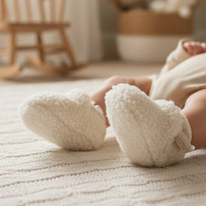 white Borg flufft shoe slippers for baby by katie loxton
