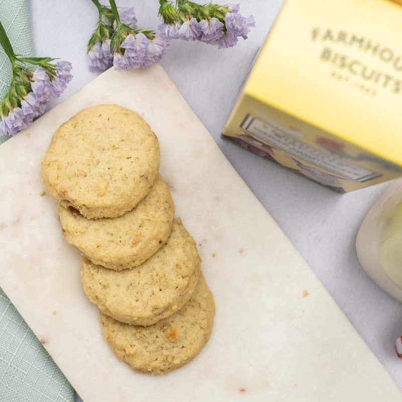 Biscuits and milk with farmyard white choc carton