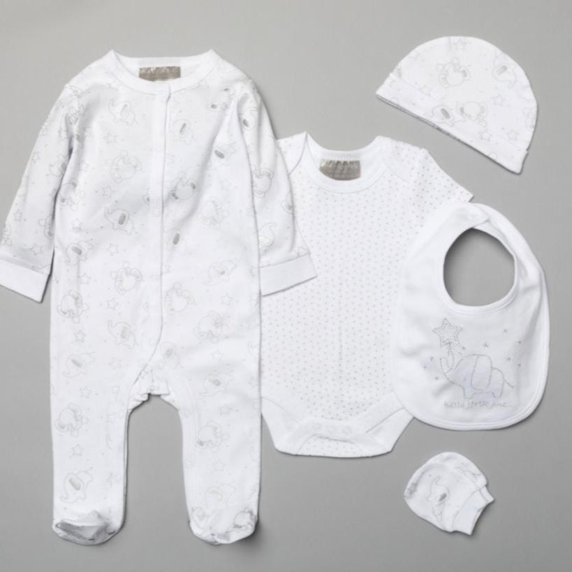 White Elephant 5 Piece Baby Clothing Set – Hello Little One