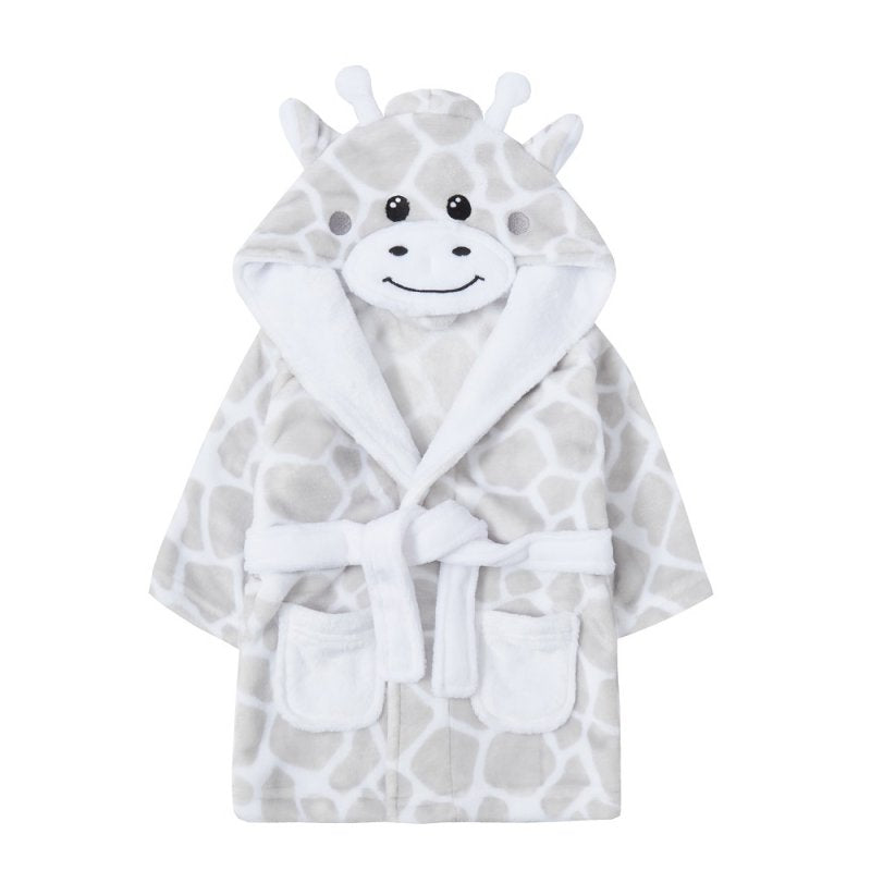 White and grey giraffe baby dressing gown
