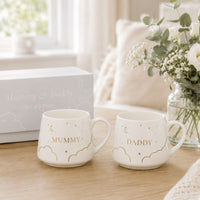 Mummy and Daddy mug set as a gift in a box