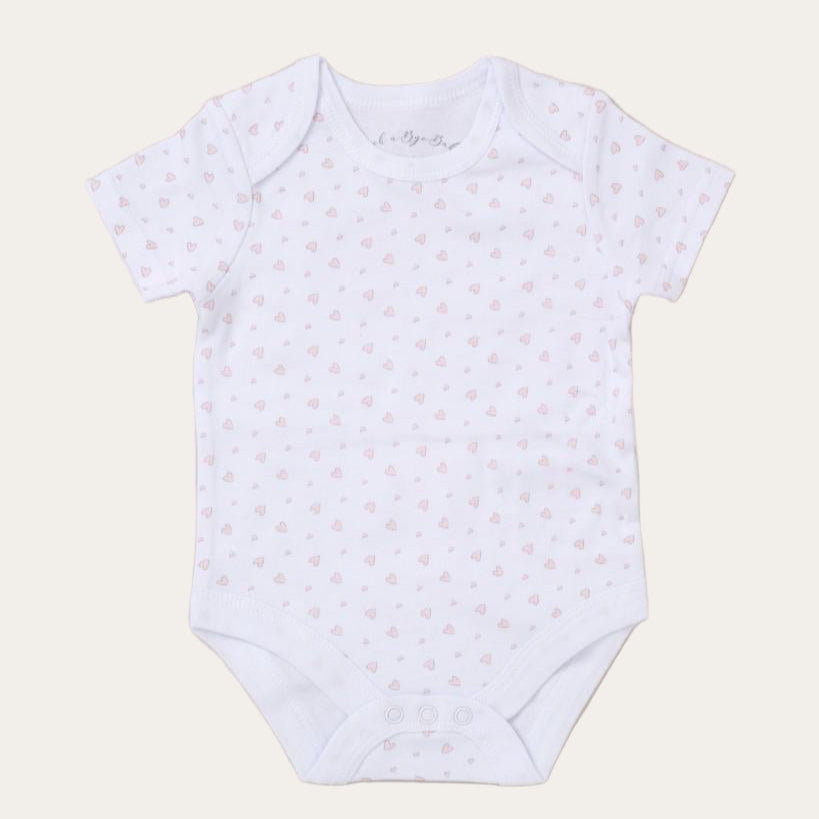 White baby all-in-one with soft bunny print