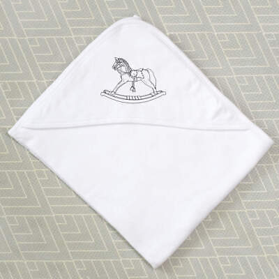 White Rocking Horse Hooded Towel