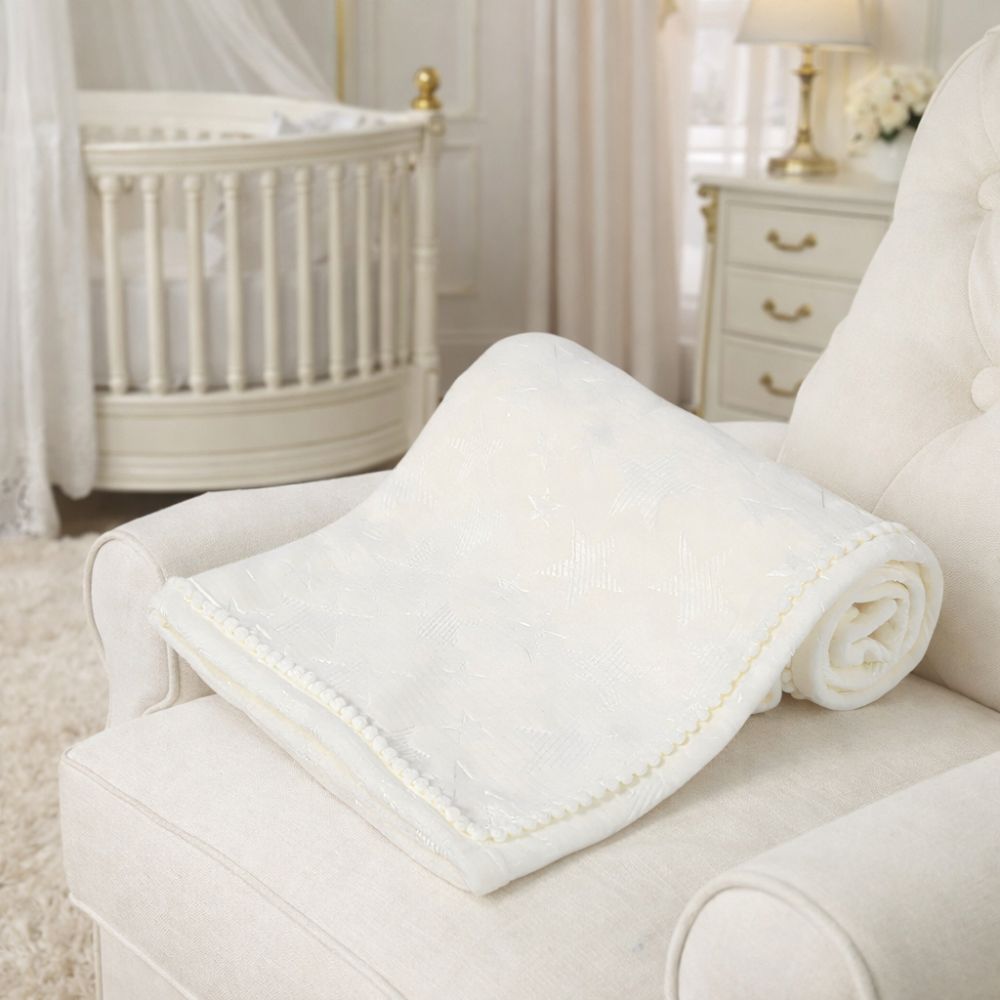Personalised White Baby Blanket With Star Theme