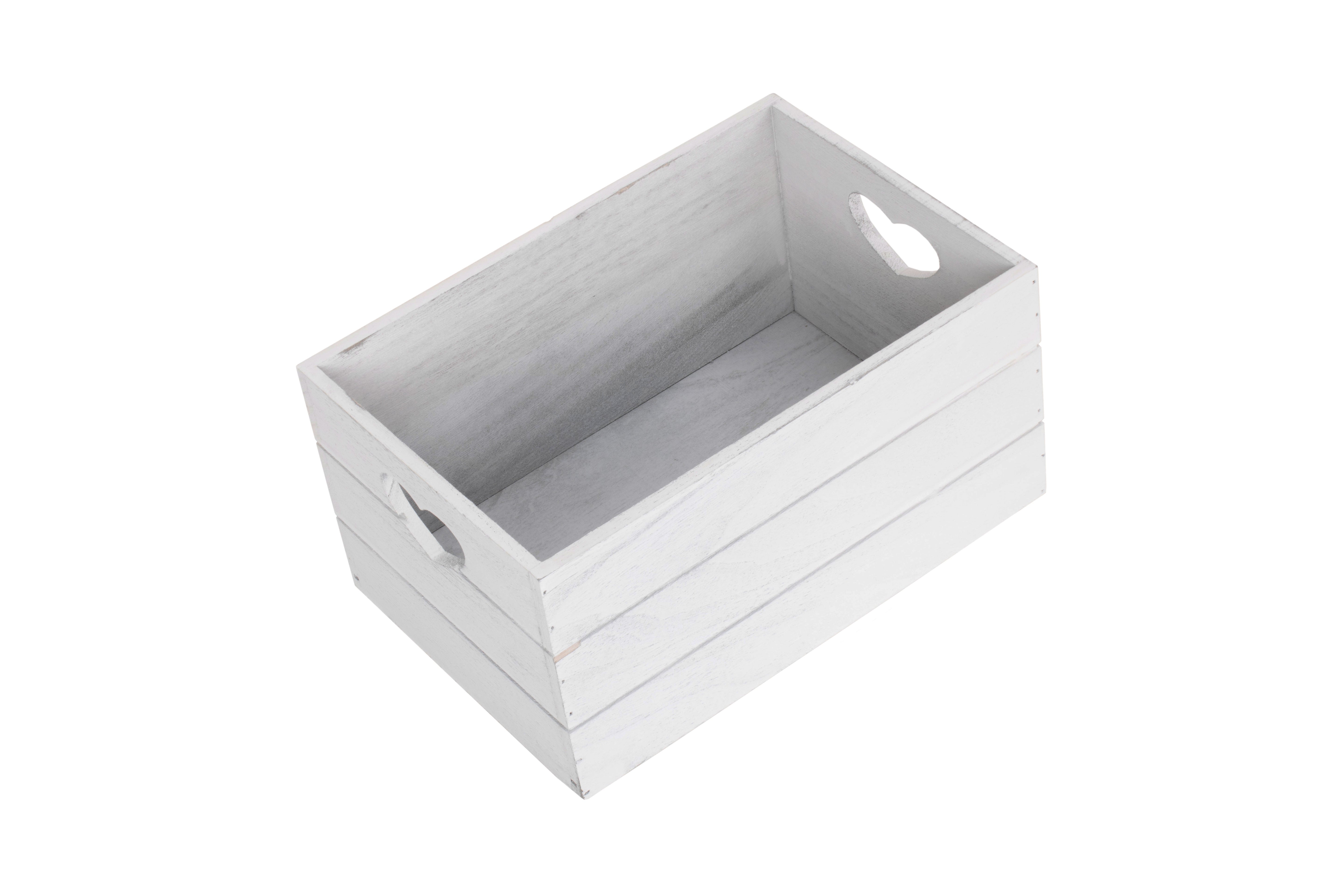 White wooden crate with heart cut-out