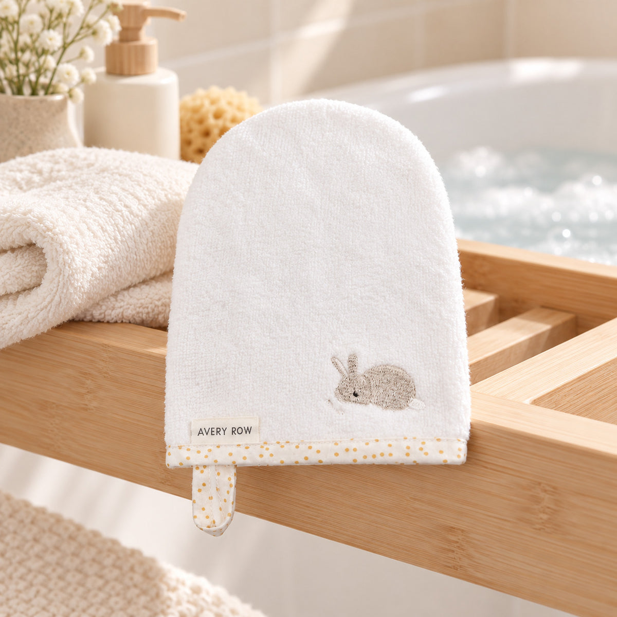 Wild Chamomile organic cotton baby bath mitt