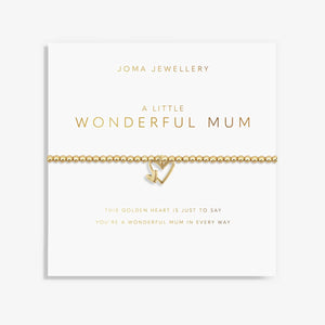 Joma Jewellery Wonderful Mum gold Bracelet presented on its sentiment card
