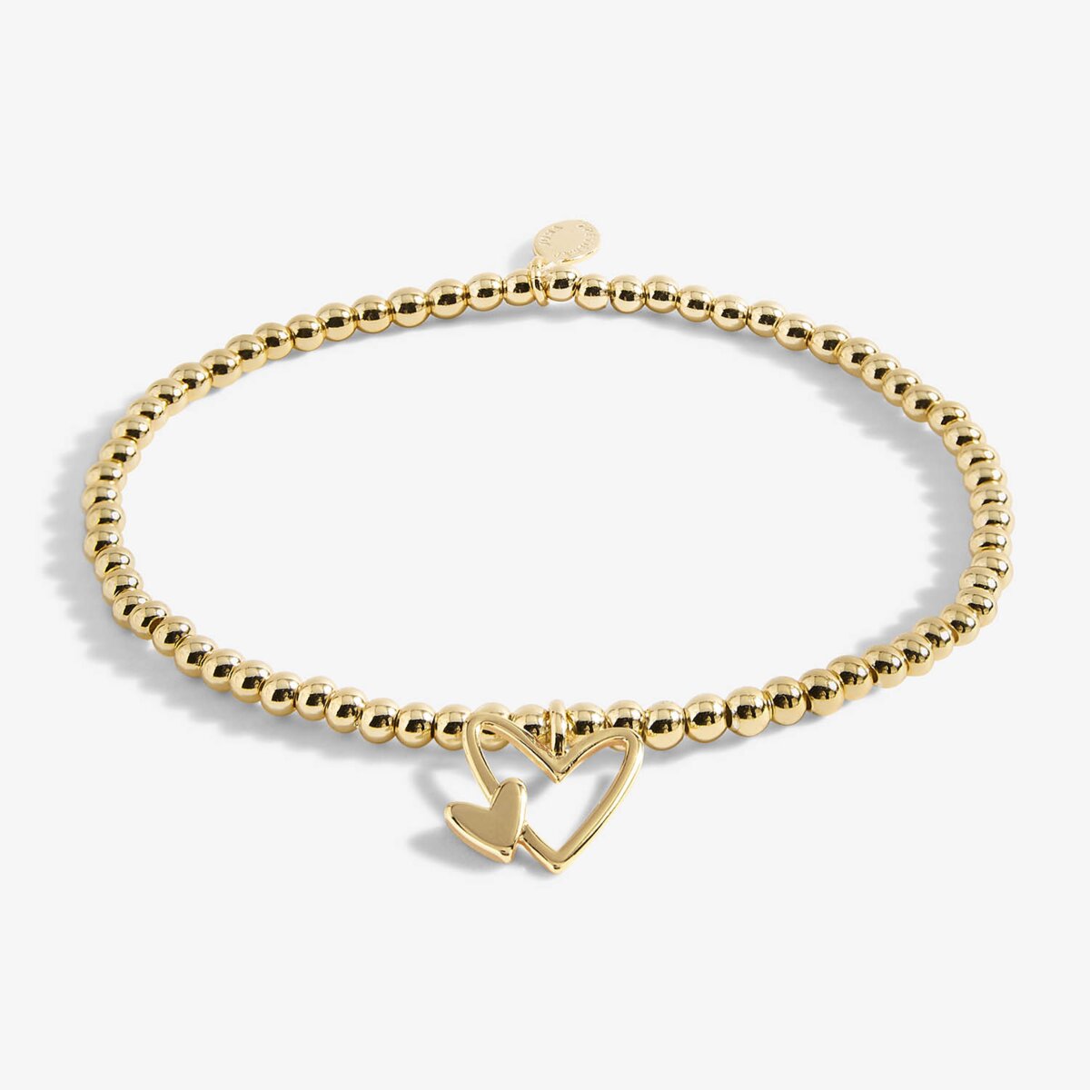 Wonderful Mum gold Bracelet with beaded design and double heart charm
