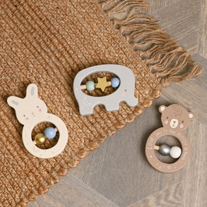 Wooden animal baby rattles