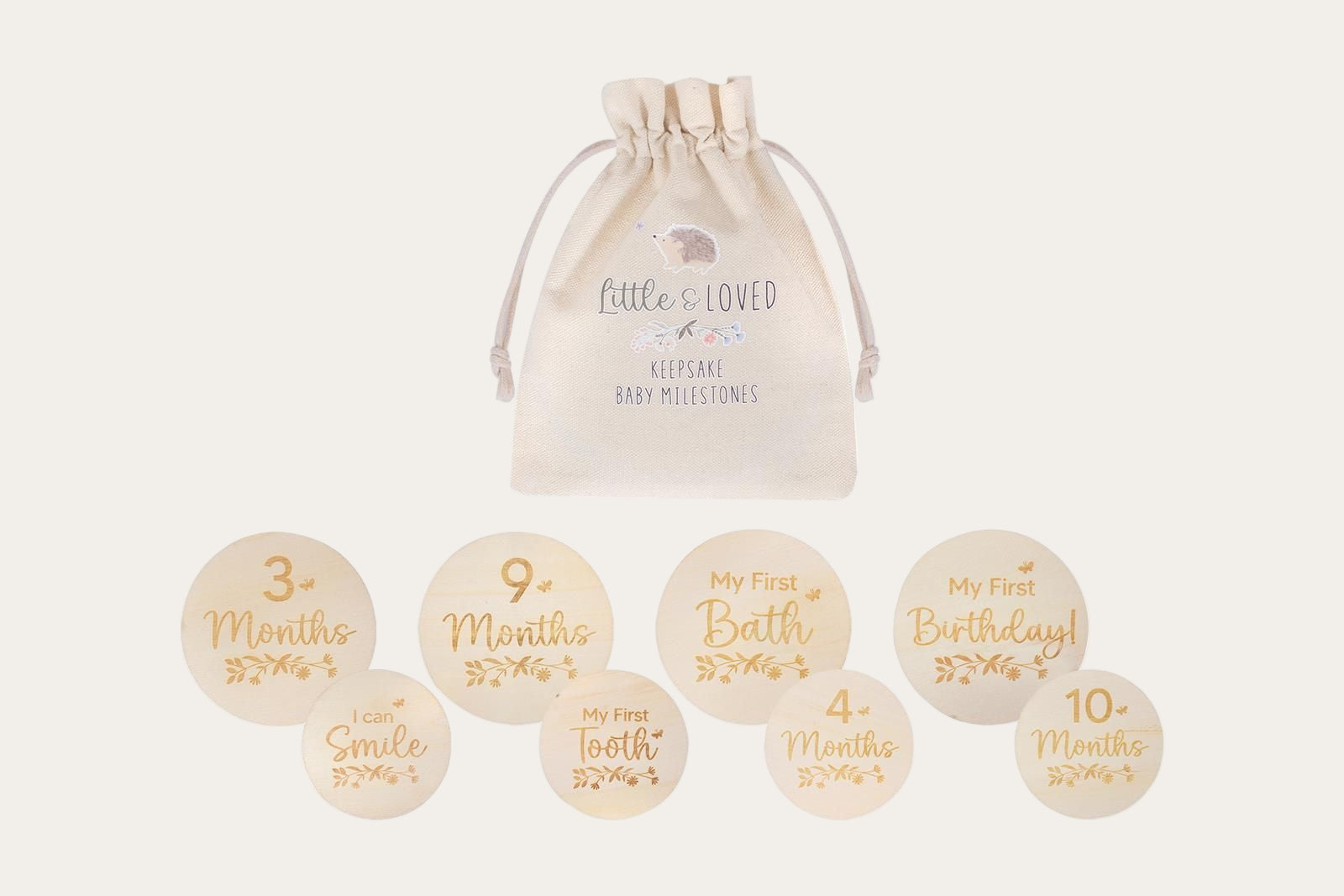 Garden Tales wooden baby milestone discs set