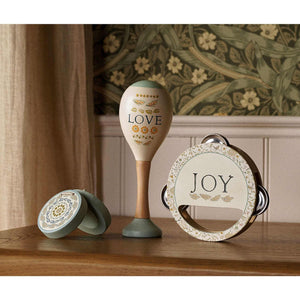 Wooden baby musical toys with floral-inspired pattern