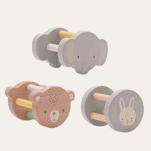 Wooden Drum Rattle – Elephant, Bear or Bunny