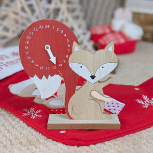 Wooden Fox Countdown To Christmas Clock