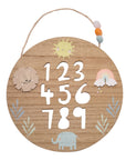  Wooden Plaque features a colourful die cut design and is designed for wall hanging using the attached pom pom rope hanger. 
