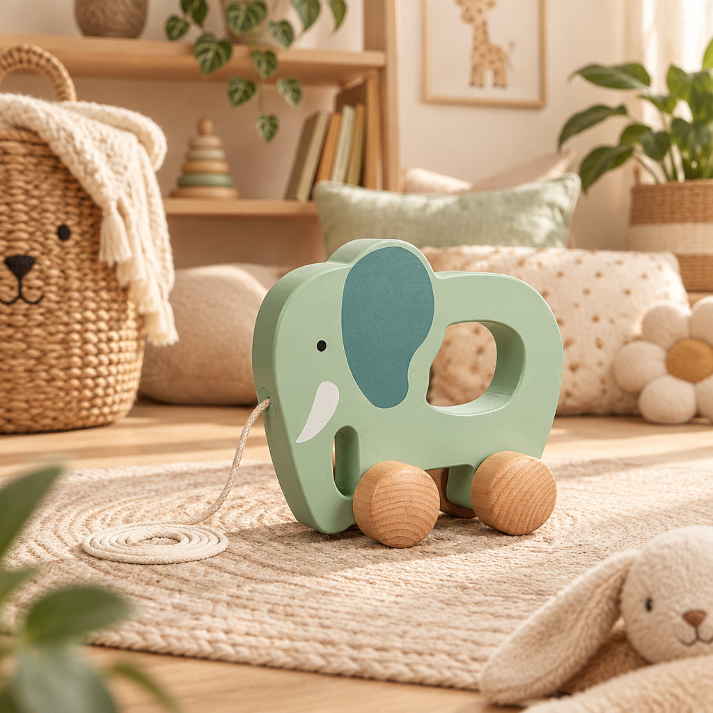 Wooden stacking toy, pull toy and bead maze activity set for children aged 18 months and over