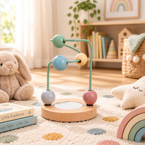Wooden toddler activity toy set with three educational play activities