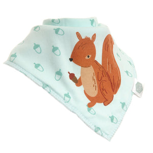 Woodland bandana bib with squirrel design