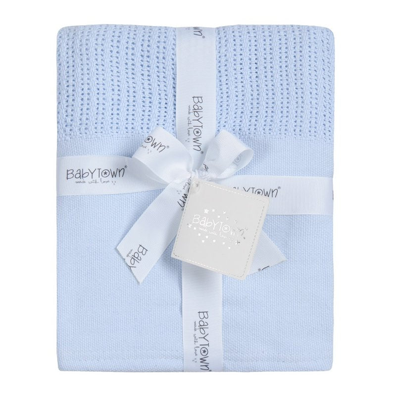 Baby Blanket - Large sky blue cellular blanket